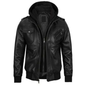 Men's Hooded Leather Jacket